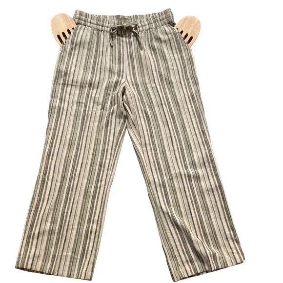 Naturals Denim & Co Naturals Linen Flax Blend Striped Pants Sz M #157F - Picture 1 of 8